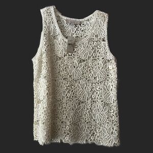 Loft Lace Sleeveless Top - Cream